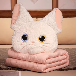 40CM Devon Rex nero bianco gatto cuscino cuscino 2-in-1 coperta auto estate sottile calda trapunta imbottita e giocattoli di peluche - Product Image 2
