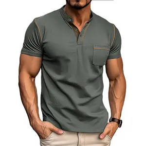 High Quality Men's Classic O Neck Collar Solid Color Cotton Short Sleeve Slim Fit T Shirt
