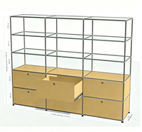 Meuble de rangement modulaire pliable haut de gamme en acier inoxydable avec plateau en verre personnalisable et tiroirs, idéal pour bar à domicile ou salon