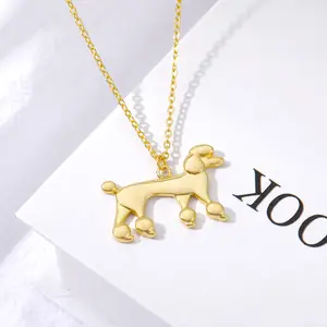 Rfgem الذهب والفضة خمر الكرتون القلطي قلادة معلقة جميلة الكلب جرو الحيوانات الأليفة قلادة لمحبي الكلب هدية مجوهرات