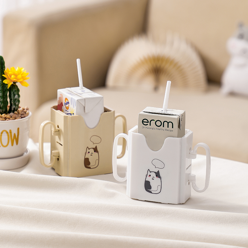 Anti Spill Cup Holder with Easy Grasping Handles for Milk Juice Boxes Multipurpose Prevent Messes Holders