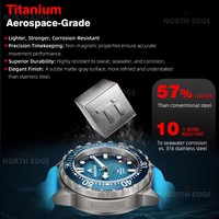 Montre solaire NORTH EDGE en acier inoxydable, étanche en profondeur, montre-bracelet pour homme, luxe, mode, bracelet bleu saphir TRITON-T