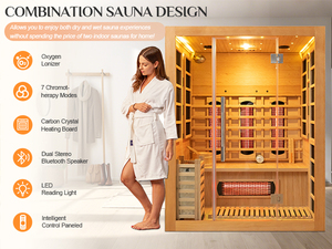 Sauna infrarouge moderne pour 2 personnes en cèdre canadien, chauffage à spectre complet et poêle électrique avec chauffage de 6 kW pour <span class=keywords><strong>spa</strong></span> à domicile et bien-être - Product Image 2