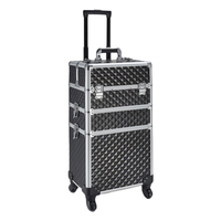 Trolley de Salon Professionnel en Aluminium à 4 Roues, Grand Organisateur de Maquillage Écologique et Durable pour Usage Commercial