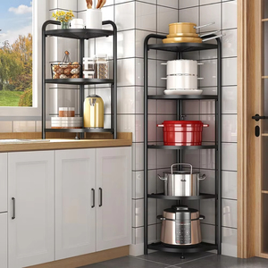 Estante de esquina de cocina de pie Estantes de almacenamiento plegables de cocina Estantes triangulares plegables de múltiples capas Organizador de baño - Product Image 2