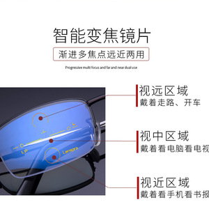 Lunettes de lecture pour hommes en alliage de titane, monture rectangulaire anti-lumière bleue pour personnes d'âge moyen et âgées - Product Image 4