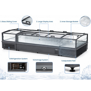 Congelatore Espositore Commerciale a Isola da 1000L con Coperchio Scorrevole in Vetro, <span class=keywords><strong>Cassetti</strong></span> e Termostato Digitale per Supermercati - Product Image 4