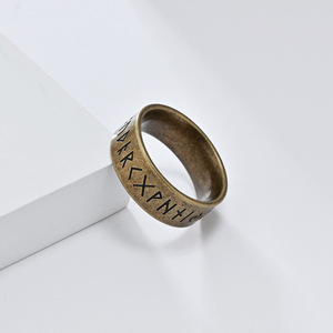 Nordic Viking Rune Titanium Steel <b>Ring</b> Antique Silver Gold Black Unisex Jewelry Gift - Product Image 4