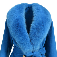 Manteau Long pour femme, col Double Face, en laine véritable et cachemire, renard, hiver