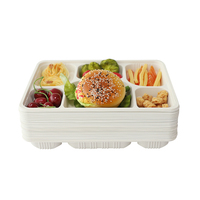 Barquettes jetables en amidon de maïs pour la restauration rapide, 6 compartiments, pour légumes et fraises