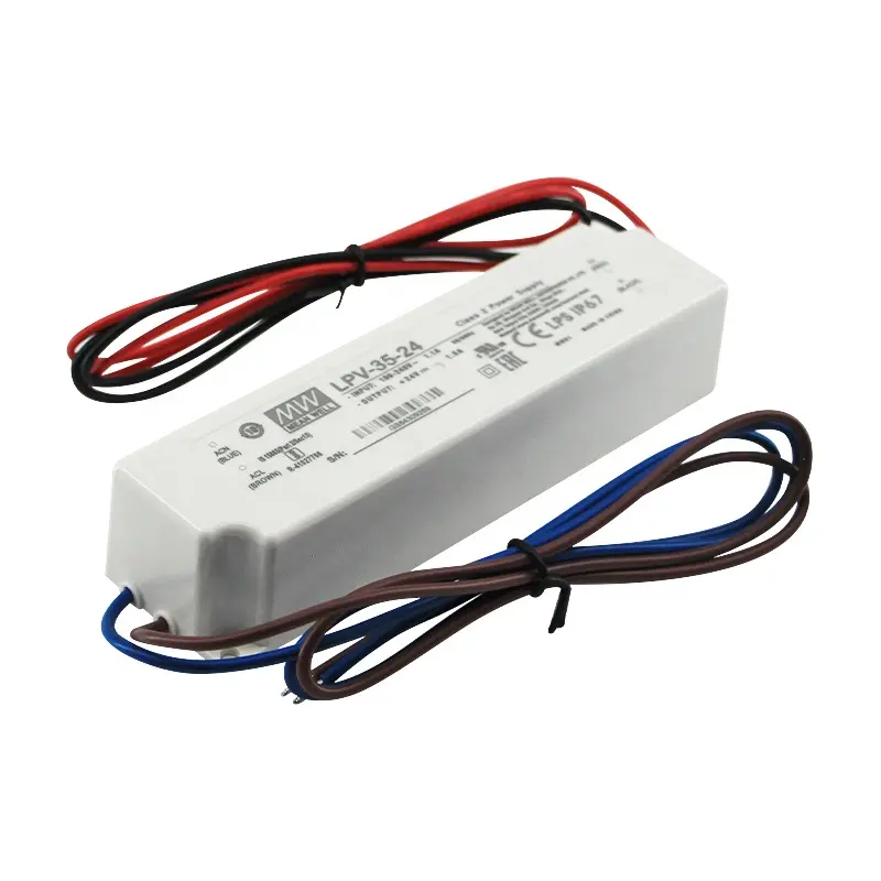 Meanwell LPV-35-24 IP67 Waterproof 24v constant voltage 36w dc 24volt ac dc ip68 waterproof led driver