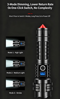 Lampe torche USB rechargeable étanche 3000 lumens avec zoom, fonction Power Bank et marteau de sécurité en alliage d'aluminium pour le camping