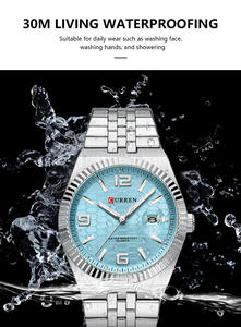 50 Piezas Reloj de Pulsera de Cuarzo para Hombre Curren 8498 con Logotipo Personalizado OEM, Correa de Acero Inoxidable, Resistente al Agua, de Lujo - Product Image 2