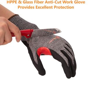 Gants de travail de sécurité anti-coupure de haute qualité ANSI A6 en nitrile sablé avec acier HPPE EN388 E pour la fabrication métallique et la découpe du verre - Product Image 3