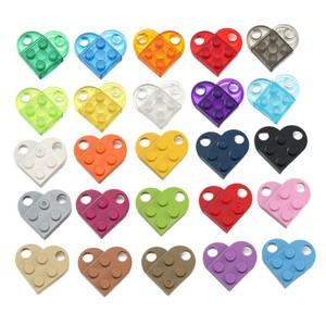 Heart-<b>Shaped</b> Building <b>Block</b> Keychain Acrylic Pendant Double Hole Portable DIY Creative Accessory 4 Packs Approx 8g - Product Image 5