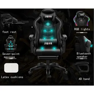 2020 ticari Internet Cafe kullanımı OEM RGB LED yarış bilgisayar hoparlörleri ve masaj PC oyuncu sandalyesi oyun sandalyesi satılık