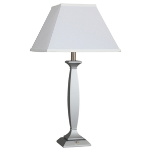 Lámpara de Mesa Doble Moderna para Hotel, Cuerpo de Metal Niquelado, Base de Metal Plateado, Bombilla E26, Alimentación CA, para Vestíbulo de Hotel y Habitaciones - Product Image 3