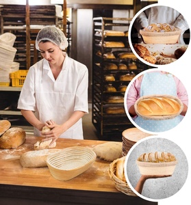 Ensemble de paniers de levage <span class=keywords><strong>en</strong></span> rotin indonésien naturel et fait main pour la fermentation et la levée de la pâte à pain et à beignets - Product Image 5