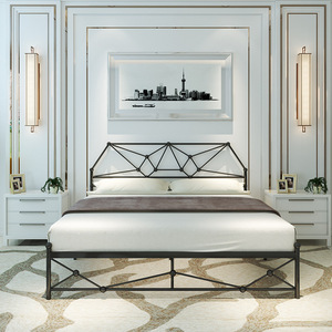 Đen Kim Loại Sắt Vua Kích Thước Giường Đôi Giường Tầng Khung Đầu Giường Cho Đồ Nội Thất Phòng Ngủ - Product Image 3