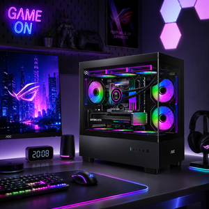 Torre de <span class=keywords><strong>PC</strong></span> para Servidor AOC Bulk Black RGB ATX/Micro ATX con Chasis de Vidrio Templado y Ventilador en Stock - Product Image 3