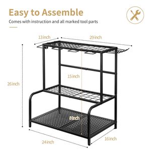 Organizador de Herramientas de Jardín Metálico de Tres Niveles, Tipo de Piso, <span class=keywords><strong>para</strong></span> Sala de Estar, Almacenamiento Práctico <span class=keywords><strong>para</strong></span> <span class=keywords><strong>Escobas</strong></span> - Product Image 4
