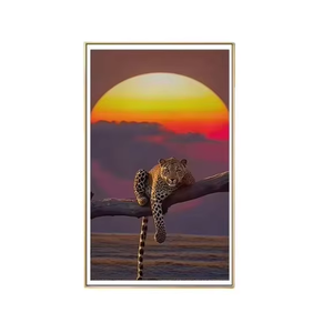 Arte de Pared en Lienzo con Diseño de Leopardo al Atardecer Africano Moderno, Impresión HD de Vida Silvestre y Paisajes Naturales, Enmarcado y Estirado para Decoración de Sala de Estar - Product Image 4