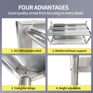<span class=keywords><strong>Table</strong></span> de travail rectangulaire commerciale à 2 couches fabricant de <span class=keywords><strong>table</strong></span> de travail de cuisine industrielle en acier inoxydable inoxydable inoxydable dans le guangdong - Product Image 4