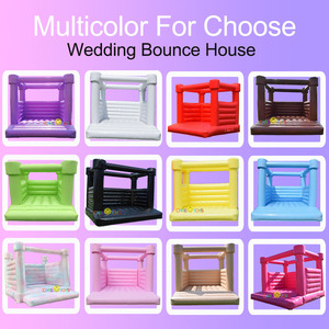 Château <span class=keywords><strong>gonflable</strong></span> blanc pour mariage - Château de saut moderne de luxe, château <span class=keywords><strong>gonflable</strong></span> pastel macaron avec toboggan et fosse à balles - Product Image 2