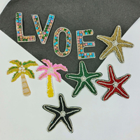 Patch brodé fait main en perles et sequins, motif palmier et cocotier, à coudre, pour la décoration de vestes, vêtements et sacs - Vente en gros