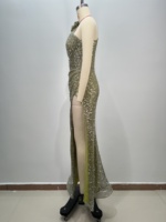 Olivgrünes Pailletten-Abendkleid mit Einer Schulter Asymmetrisches Partykleid Hochwertige Formelle Kleidung für den Roten Teppich