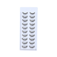 10 paires de faux cils naturels courts, bande noire, doux, effet maquillage naturel, cils entiers réutilisables
