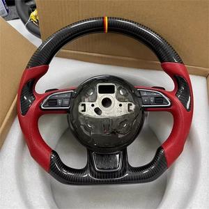 Volant en cuir en fibre de carbone personnalisé pour <span class=keywords><strong>Audi</strong></span> A6 A3 A4 A5 Q5 RS3 RS7 Q7 C6 C8 A8 S6 S7 B8 B8.5 B9 S3 S4 S5 Bouton Sports - Product Image 3