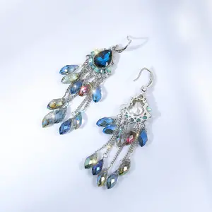 Geili Statement Earrings Crystal Pendant Fish Hook Earrings Set For Women Fashion Jewelry Shinny Diamond Copper Trendy