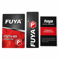 Étiquette de batterie de moto en vinyle imperméable personnalisée, autocollant de marque FUYA, étiquette de garantie de batterie industrielle autocollante OEM ODM