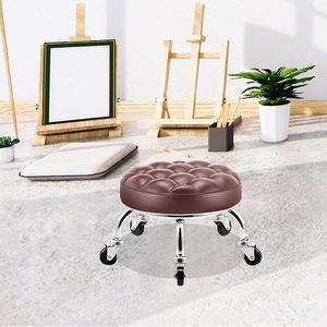 Vente en gros <span class=keywords><strong>Tabouret</strong></span> bas mobile <span class=keywords><strong>pour</strong></span> adultes et enfants Patinage à roulettes Siège rond en cuir avec roulettes <span class=keywords><strong>pour</strong></span> le salon - Product Image 3