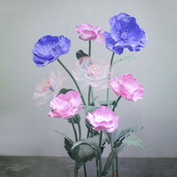 Rose de coquelicot géante gonflable en organza fait à la main pour décoration de maison de mariage Fleurs artificielles avec tige Fleurs géantes en papier