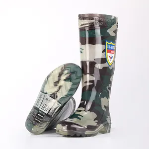2022 High quality industrial construction oil Acid and alkali resistant PVC rubber green camouflage Wellington boots