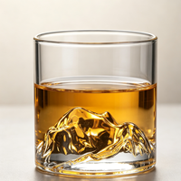 Verre à whisky minimaliste en verre transparent, fait main, en borosilicate, avec base en forme de montagne, pour la maison