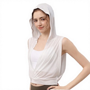 Chaleco con Capucha de Lyocell para Mujer, Corte Holgado, para Correr, Fitness, Sin Mangas, Transpirable, Color Sólido, Ropa Deportiva de Verano, Ligero, Sublimado - Product Image 3