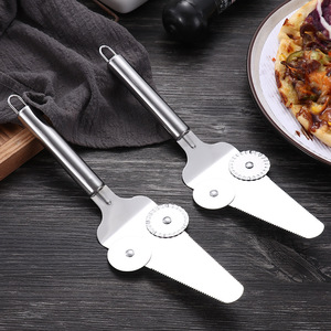 Espátula para pizza de acero inoxidable con doble rueda, grado 304, para cortar y servir pizza - Product Image 4