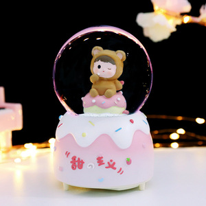 Wholesale Rotating Resin Snow Globe Christmas Snowball Music Box With <strong>Snowflake</strong> Christmas <strong>Snowglobes</strong> - Product Image 5