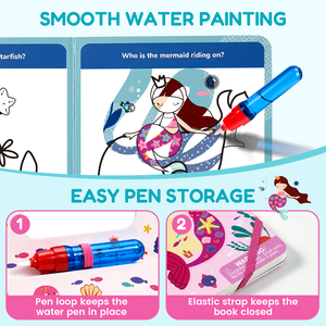 Livre <span class=keywords><strong>de</strong></span> coloriage à l'eau Joycat Sirène pour filles, réutilisable, <span class=keywords><strong>Princesse</strong></span> sous-marine, avec stylo, sans gâchis, jouet <span class=keywords><strong>de</strong></span> voyage 3+ - Product Image 3