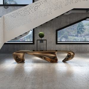 طاولة فنية من الفولاذ المقاوم للصدأ بتصميم عصري مجرد لصالة الفندق وغرفة المعيشة - Product Image 1