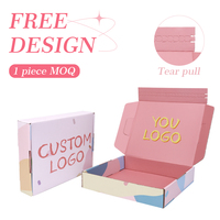 Caja de envío para el cuidado de la piel corrugada reciclada con logotipo personalizado, autoadhesivo con cremallera, tira de rasgado, cajas de papel para embalaje cosmético