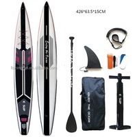 Vente en gros OEM 12'6 14 racing sup board planches de paddle de course planche de paddle gonflable avec pagaie en fibre de verre sports aquatiques