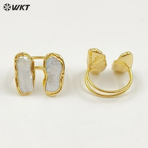 WT-R332 Cổ Điển Độc Đáo Mỗi Người Là Hai Trang Sức Ngọc Trai Khác Nhau Trong Nhẫn Ngọc Trai Nước Ngọt Tự Nhiên Có Thể Điều Chỉnh Mạ Vàng - Product Image 3