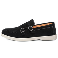 Chaussures classiques en cuir PU pour hommes, personnalisables avec logo, mocassins souples noirs pour la conduite, vente en gros