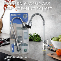 Robinet de cuisine en plastique ABS, eau froide uniquement, à poser sur comptoir, rotation 360° °   Robinet de cuisine rotatif
