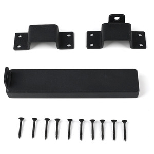 Sliding Door Lock <b>Bracket</b> Black Steel Anti Theft Barn Door Hardware Outdoor Cabinet Fence Shed Door Latch Mounting Kit - Product Image 4