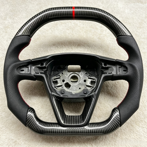 Volante de Fibra de Carbono para SEAT <span class=keywords><strong>Cupra</strong></span> Leon, <span class=keywords><strong>Cupra</strong></span> Formentor, <span class=keywords><strong>Cupra</strong></span> Ateca, <span class=keywords><strong>Cupra</strong></span> Born, Parte Superior Plana, Piezas de Modificación para Carreras - Product Image 1